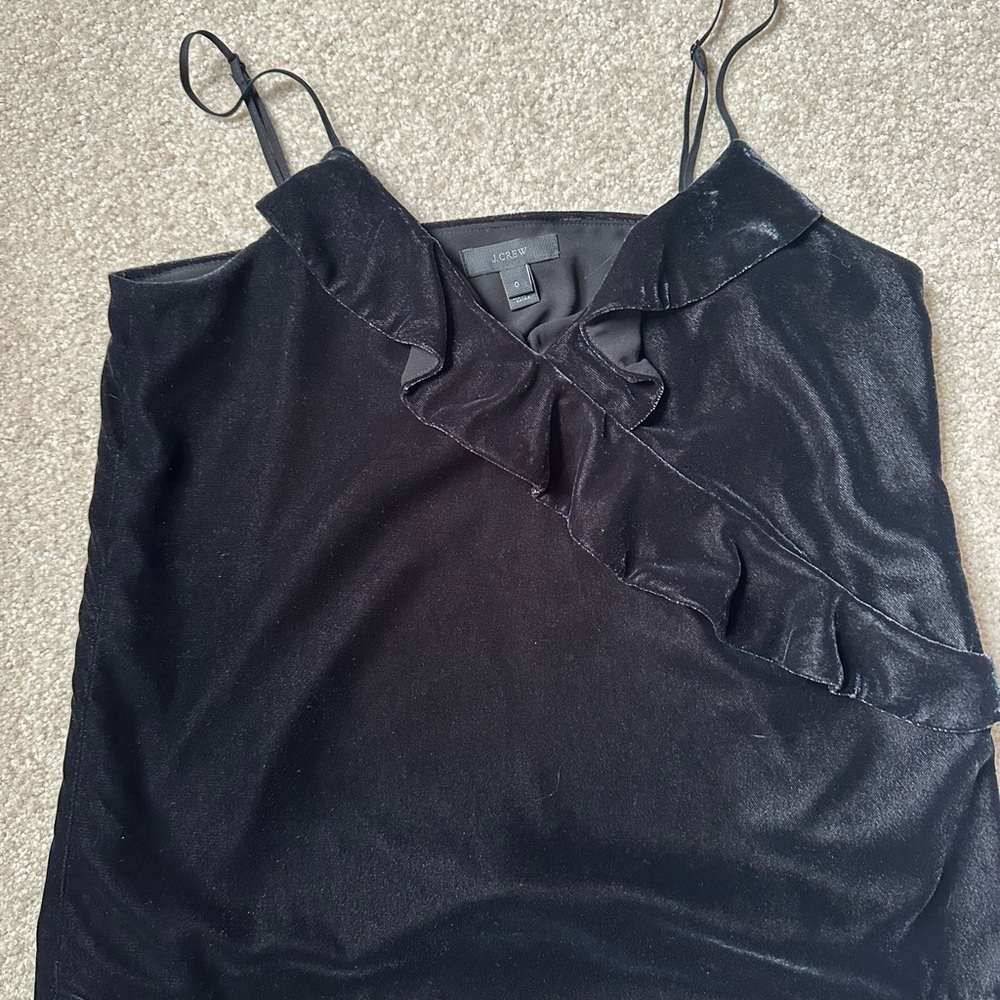 J. Crew Black Ruffled Camisole